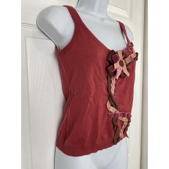 Moschino Cheap & Chic Wool Velvet Bow Motif Camisole Blouse Pink Size 8 READ - Picture 3 of 12